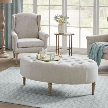 Clara Accent Ottoman In Linen