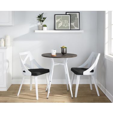Clara-Charlotte Round Dinette Set In Charcoal and Espresso