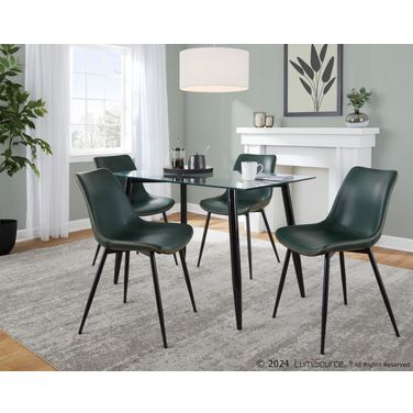 Clara-Durango Dining Set with Vintage Faux Leather In Black and Green