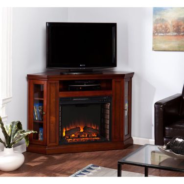 Claremont Convertible Media Electric Fireplace In Brown Mahogany