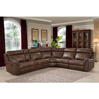 Clark 6 Piece Power Reclining Sectional In Brown