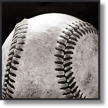 Classic Baseball Close-Up Wall Art In Black and White