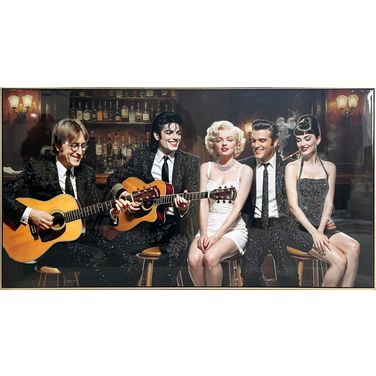 Classic Velvet Encore - 32" x 60" - Hand-Embellished Gloss Canvas with Rocks In Black/Gray/Ivory
