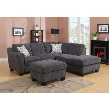 Clayton 2 Rsf Sectional In Charcoal Gray