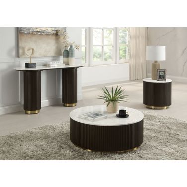 Clayton Occasional Table Set In White and Espresso