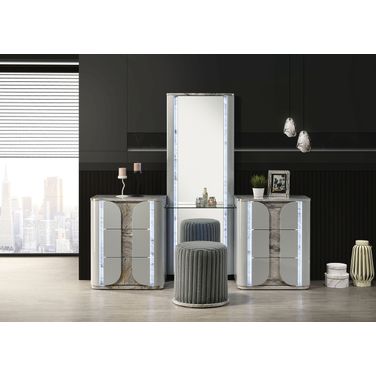 Cleburne Vanity with Stool In Light Gray