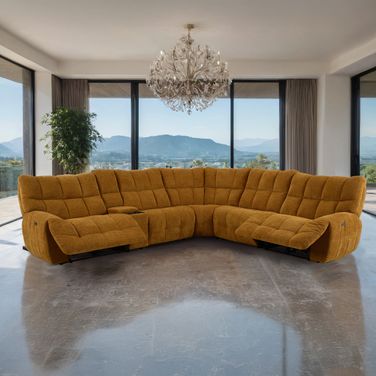 Clemens Power Sectional In Butterscotch