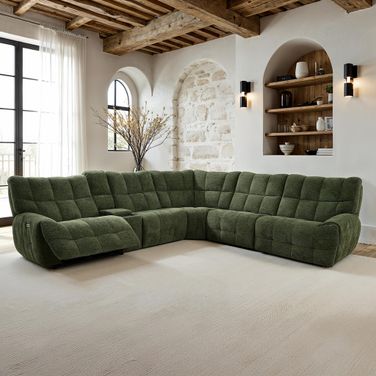 Clemens Power Sectional In Jade Green