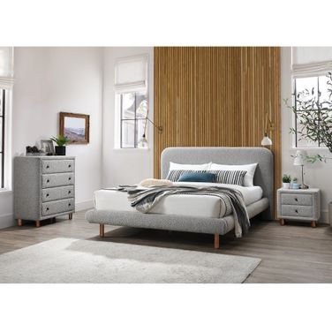 Cleo Bedroom Set In Gray Boucle