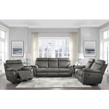Clifton Gray Double Reclining Living Room Set With Drop Down Cup Holders