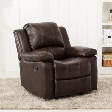 Clifton Leather Gel Glider Rocker Recliner In Burnished Brown