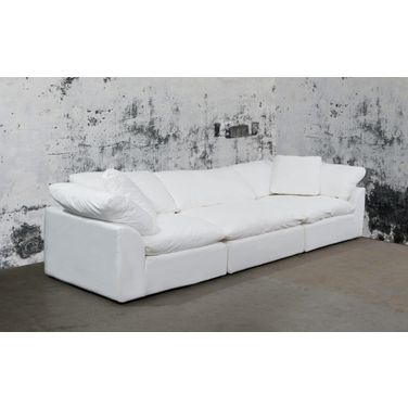 Cloud Puff White 3 Piece Slipcovered Modular Sectional Sofa