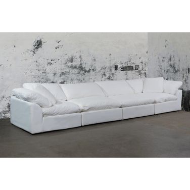 Cloud Puff White 4 Piece Slipcovered Modular Sectional Sofa