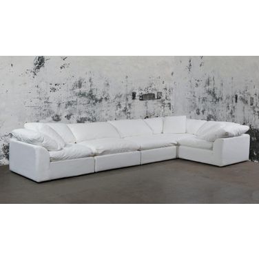 Cloud Puff White 5 Piece Slipcovered Modular Sectional Sofa