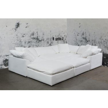 Cloud Puff White 6 Piece Slipcovered Modular Pitt Sectional Sofa