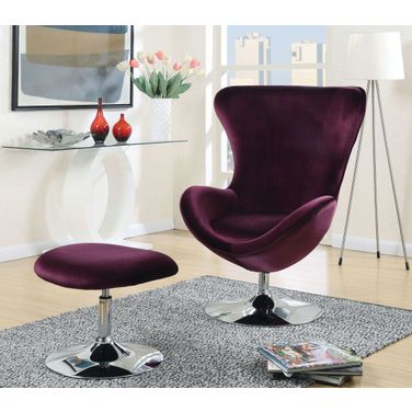 Eloise Purple Accent Chair With Ottoman