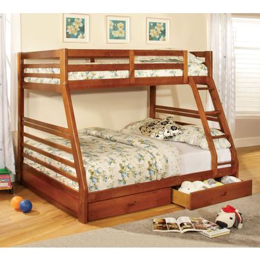California III Oak 2 Drawer Twin Over Full Bunk Bed