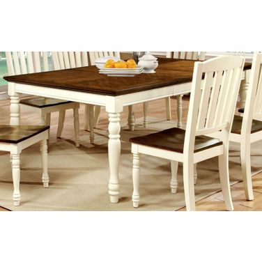 Harrisburg Vintage White and Dark Oak Rectangular Extendable Dining Table