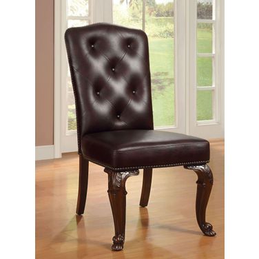 Bellagio Brown Cherry Leatherette Side Chair Set of 2