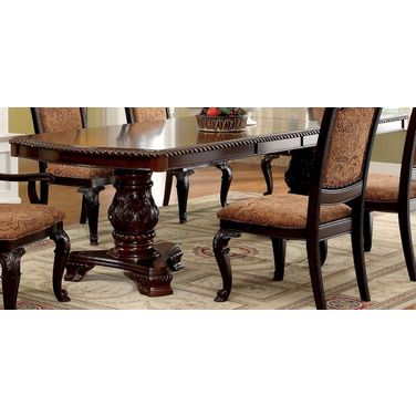 Bellagio Brown Cherry Rectangular Extendable Pedestal Dining Table