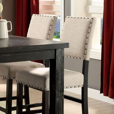 Sania II Antique Black Counter Height Chair Set of 2