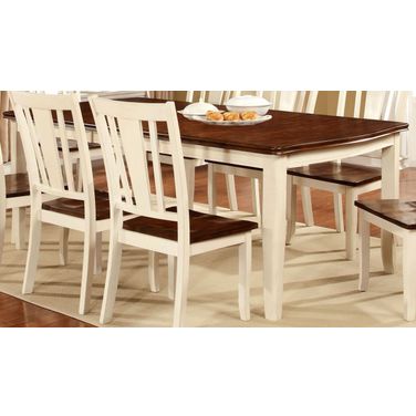 Dover Vintage White and Cherry Rectangular Extendable Leg Dining Table