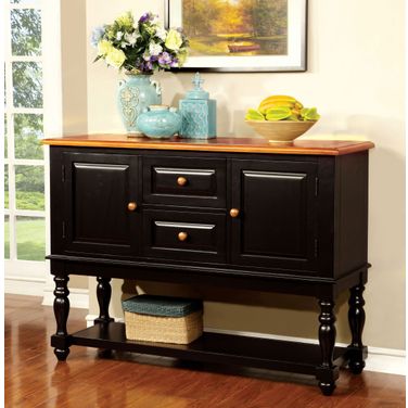 Mayville Black and Antique Oak Server