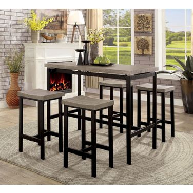 Vilvoorde Natural Tone and Black Counter Height Table Set