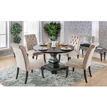 Nerissa Antique Black Round Dining Room Set