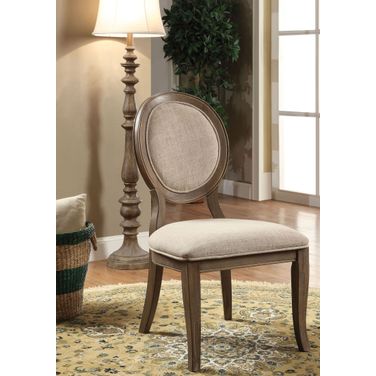 Siobhan Rustic Dark Oak and Ivory Side Chair Set Of 2
