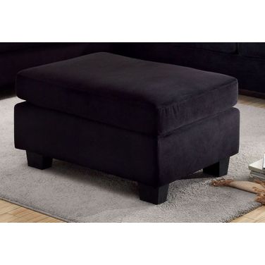 Lomma Black Flannelette Fabric Ottoman