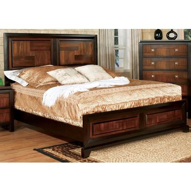 Patra Acacia and Walnut King Panel Bed