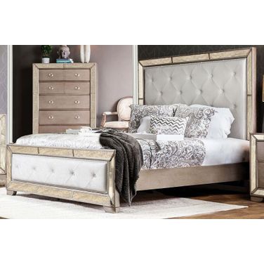 Loraine Silver Cal. King Upholstered Panel Bed
