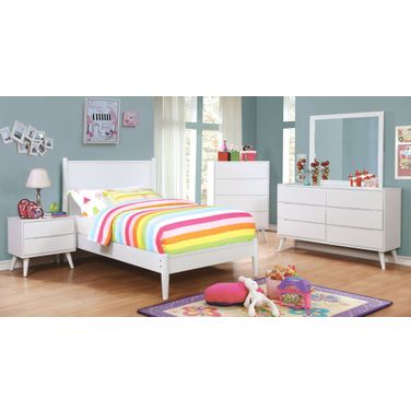 Lennart II White Youth Panel Bedroom Set