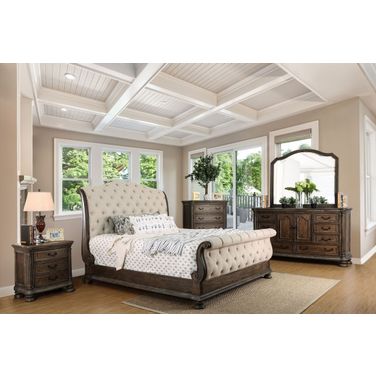 Lysandra Rustic Natural Tone Sleigh Bedroom Set