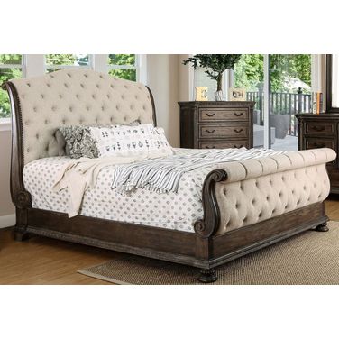 Lysandra Rustic Natural Tone King Sleigh Bed