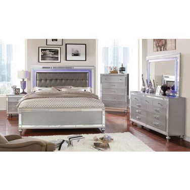 Brachium Silver Upholstered Panel Bedroom Set