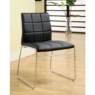 Oahu Black Leatherette Side Chair Set of 2