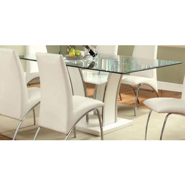 Glenview White Glass Top Dining Table