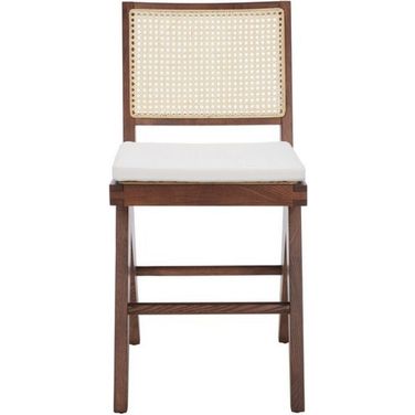 Colette Rattan Counter Stool In Walnut And Natural