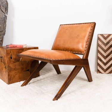 Colin Antique Tan Leather Lounge Chair