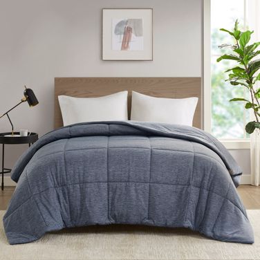 Comfort Cool Jersey Knit Oversized Down Alternative King/Cal King Comforter In Navy