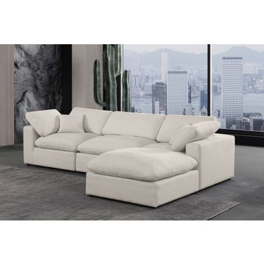 Comfy Linen Textured Fabric 4 Piece Modular Sectional In Beige