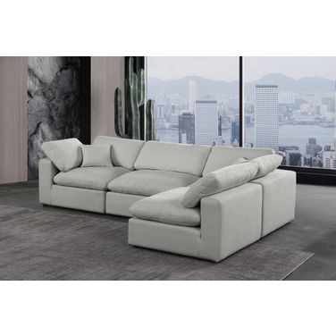 Comfy Linen Textured Fabric 4 Piece Modular Sectional In Grey