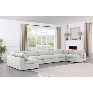 Comfy Linen Textured Fabric 7 Piece Modular Sectional In White