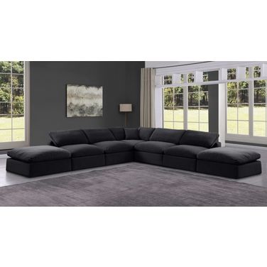 Comfy 7 Piece Modular Sectional In Black and Espresso Velvet