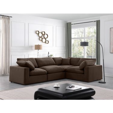 Comfy 4 Piece Modular Sectional In Brown Velvet
