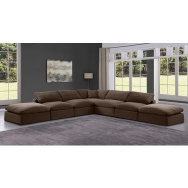 Comfy 7 Piece Modular Sectional In Brown Velvet