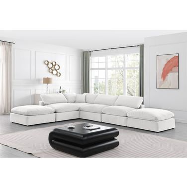 Comfy 6 Piece Modular Sectional In Cream and Espresso Velvet
