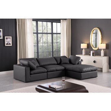 Comfy Vegan Leather 4 Piece Modular Sectional In Black